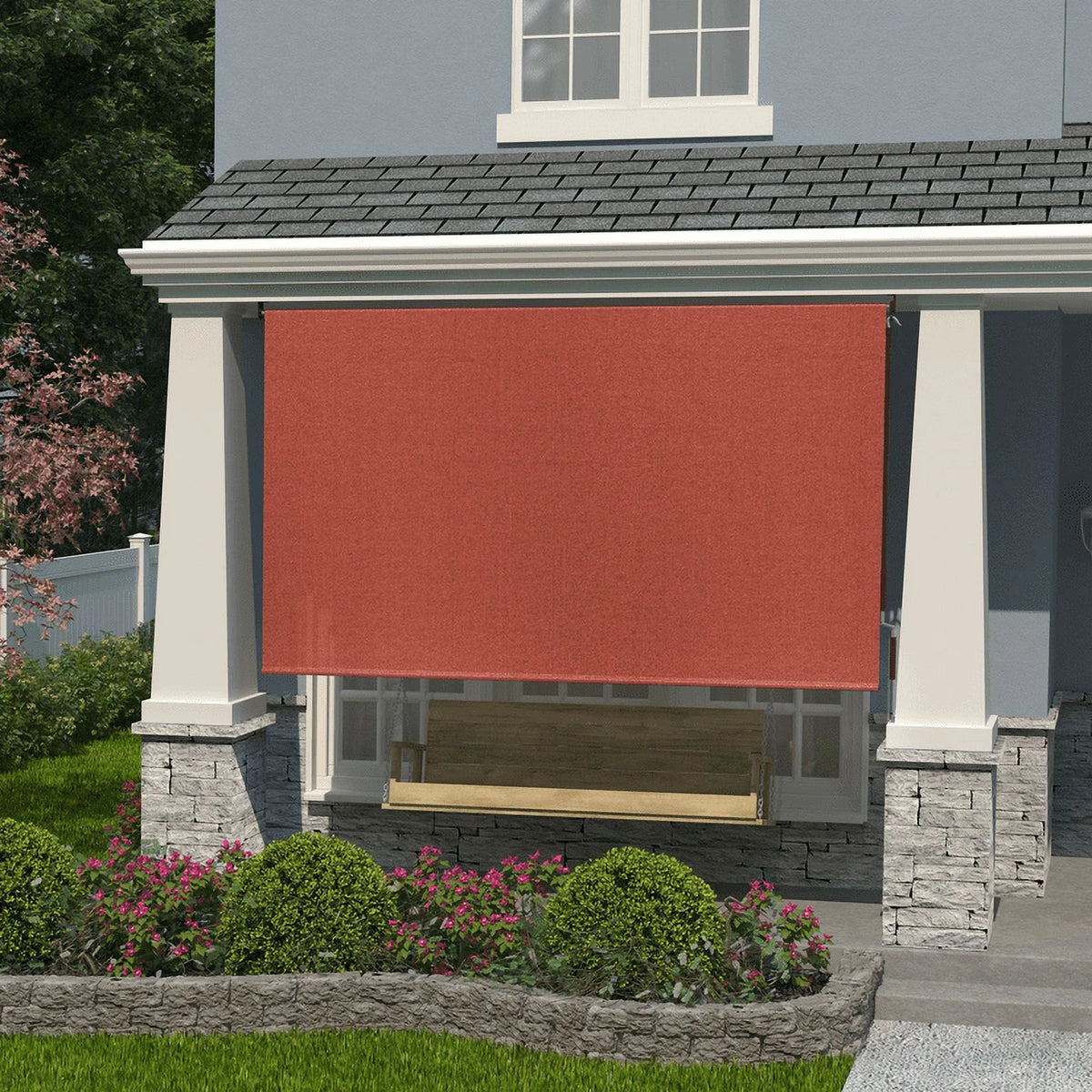 Coolaroo Light Filtering/Energy Efficient Polyethylene Roller Window Shades, Red, 2.95 in x 8'