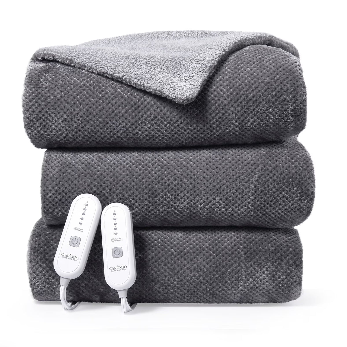 GAOMON Electric Heated Blanket King Size with Dual Control �C Sherpa Throw Blanket with 4 Fast Heating Levels & 10 Hours Auto Off, Machine Washable, ETL Certified, Gray