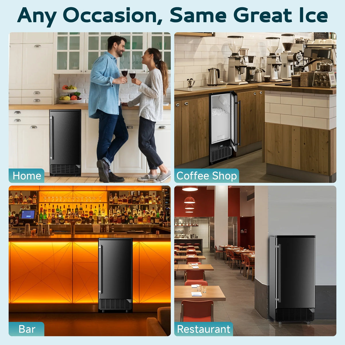 EUHOMY 80lbs Under Counter Ice Maker, Built-In Commercial Cube Ice Machine with Drain Pump, Auto Clean, Black