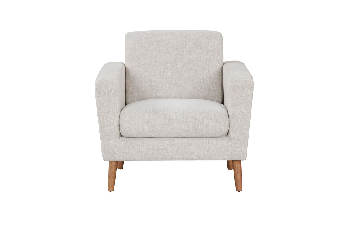 Mainstays Square Arm Accent Chair With Rubber Wood Legs, Beige Linen Fabric