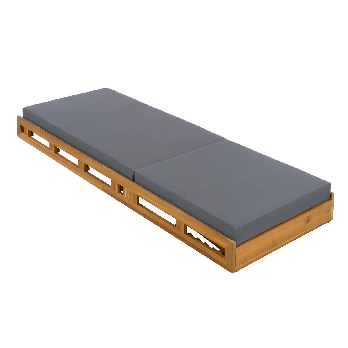 Patio Seating LOUNGE CHAISE SET, ACACIA WOOD WITH WATER-RESISTANT LOUNGE CUSHIONS (CREAM & 4 INCH THICK) - MATCHING DARK GREY VERSION AVAILABLE,Outdoor Seating