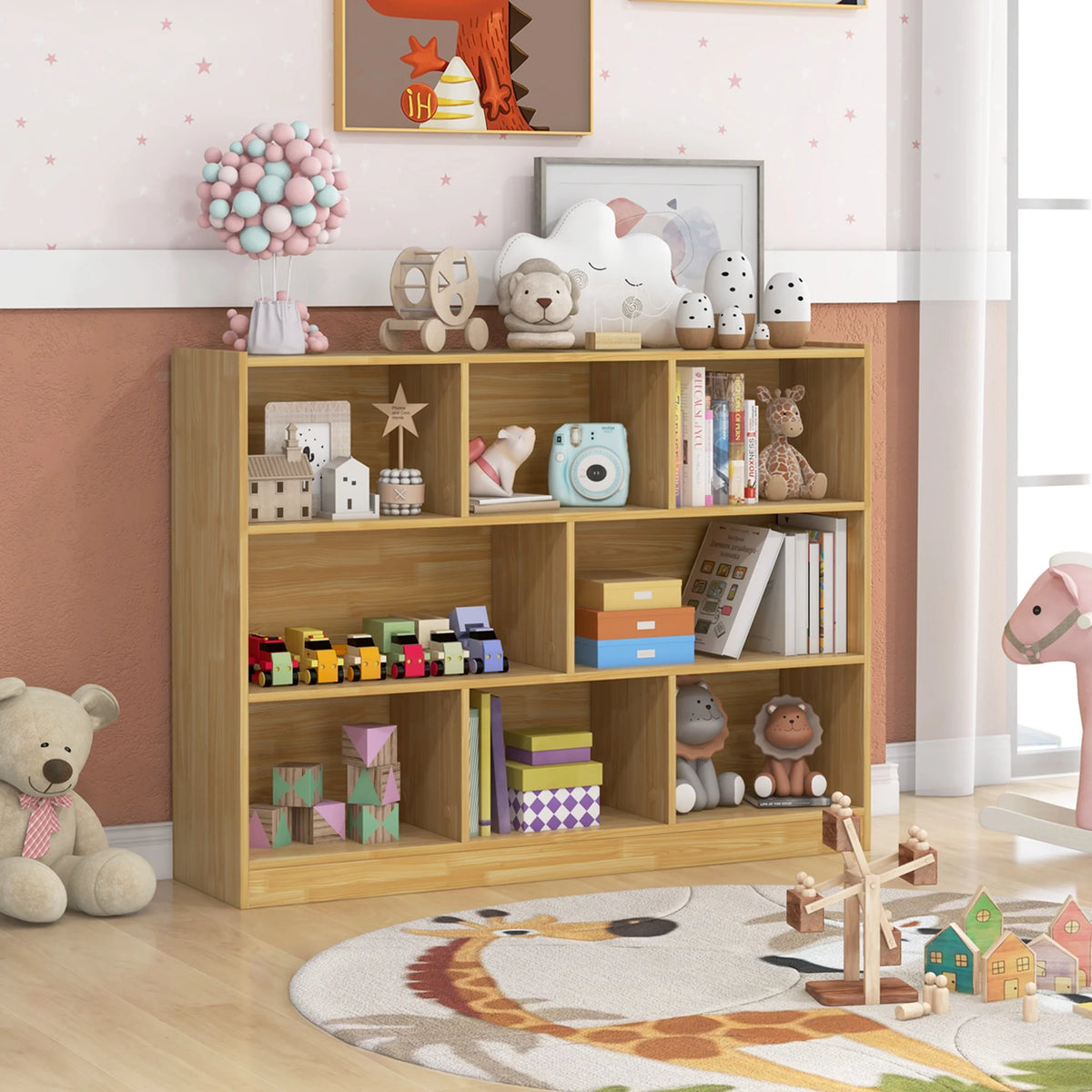 Costway 3-tier Open Bookcase 8-Cube Floor Standing Storage Shelves Display Cabinet White