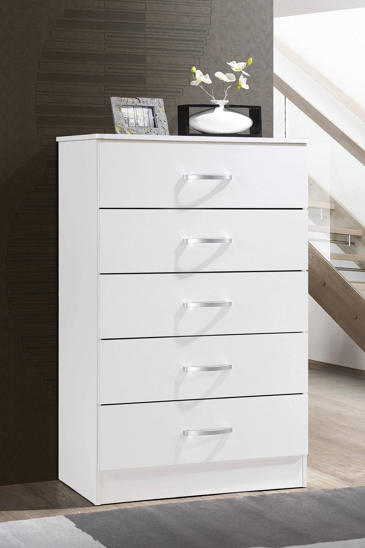 Hodedah 5 - Drawer Chest, Brown, Wood