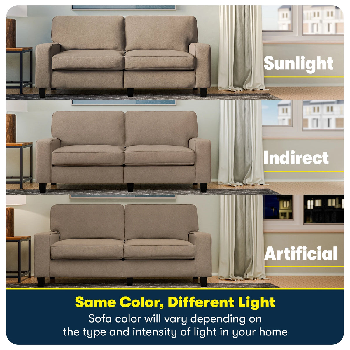 Serta Palisades 61" Track Arm Sofa Loveseat with Removable Covers Beige