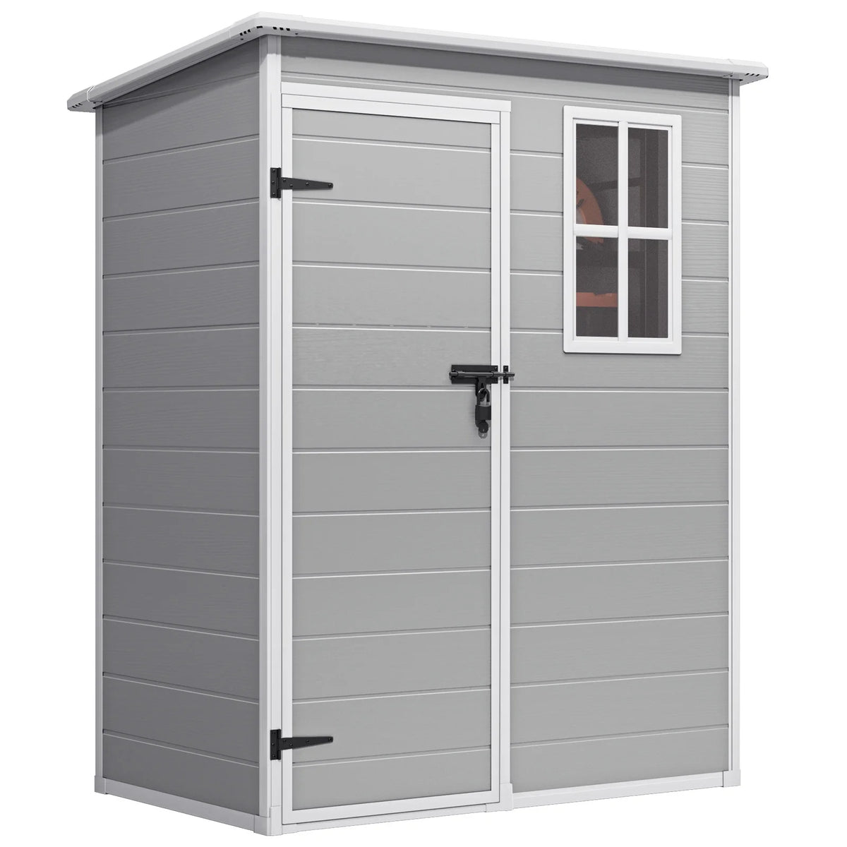 Lofka 6 x 4 FT Galvanized  Metal Outdoor Storage Shed with Double Lockable Doors and Air Vents for Patio, Garden, Backyard, Lawn, Dark Gray