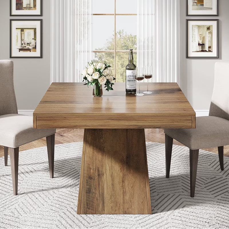 Tribesigns Square Dining Table for 4, 31.5-Inch Kitchen Table Small Dinner Table with Sturdy Pedestal Base, Farmhouse Dining Room Table for Home Dining Room, Living Room, Kitchen, Dark Gray
