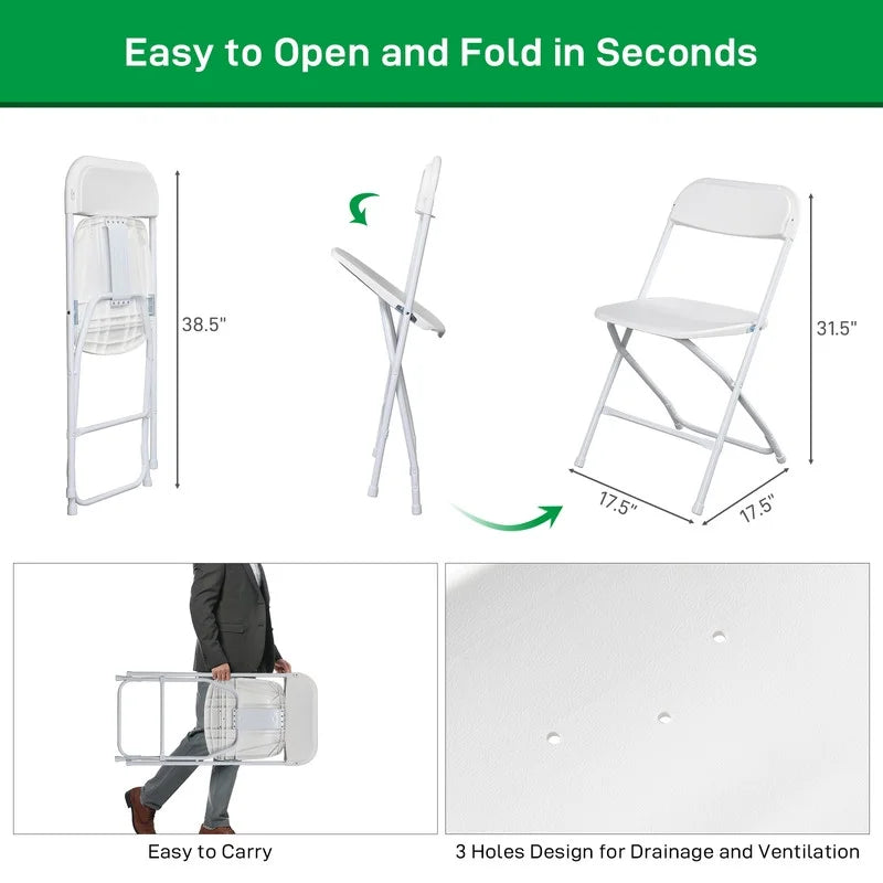 Gundir 6pcs Elegant Foldable Iron & PVC Chairs for Convention & Exhibition Gray