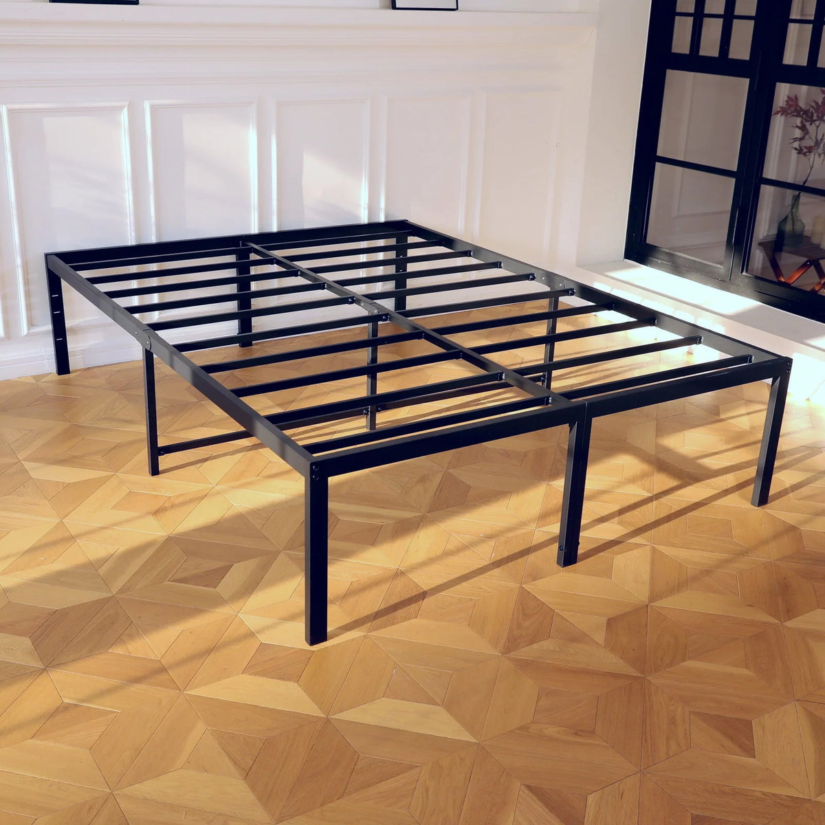 Lusimo Full Bed Frame 18 Inch Metal Platform Bed Frame Heavy Loading Steel Slat and Anti-Slip Support Easy Quick Lock Assembly No Box Spring Needed Full Size