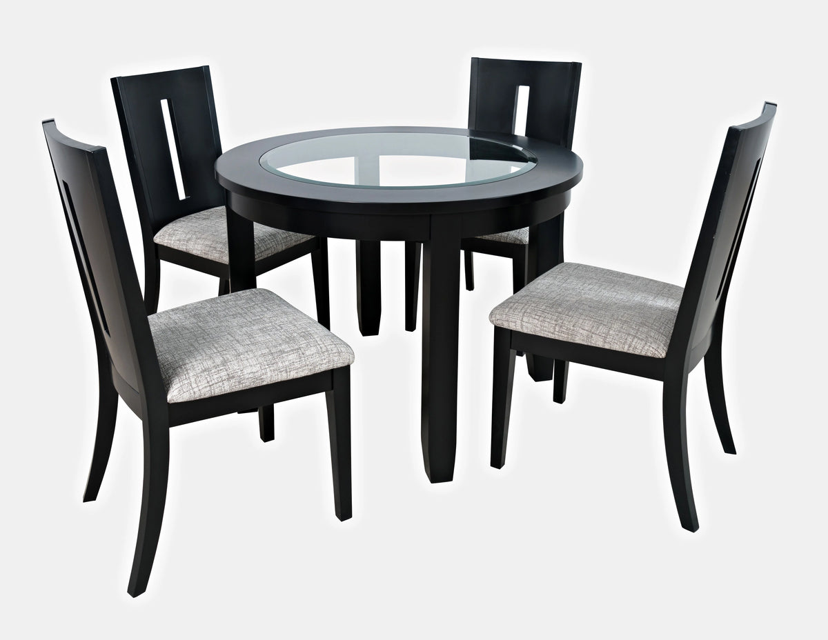 Jofran Urban Icon Contemporary 42" Round Five-Piece Dining Set with Upholstered Chairs
