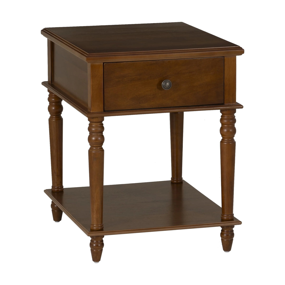Powell McGhie Single Drawer Indoor End Table with Shelf, 26" Tall, Natural