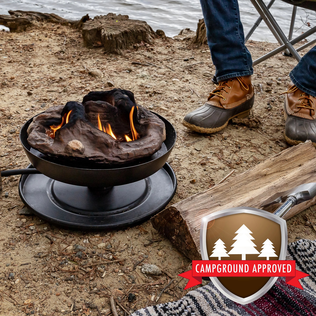 Camco Olympian Big Red Campfire, Approved for RV Campgrounds, Includes 10-Foot Propane Hose (58035)