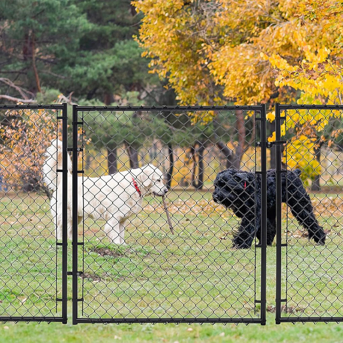 Adjust-A-Gate Fit-Right Chain Link Gate Kit with Square Corner Frame, Black