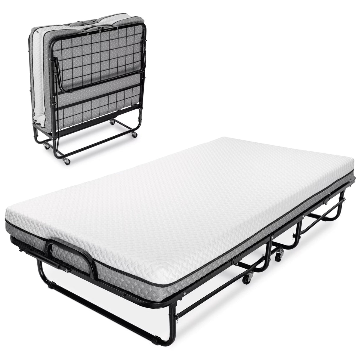 Milliard Diplomat Adjustable Size Modern Folding Bed with Memory Foam Mattress