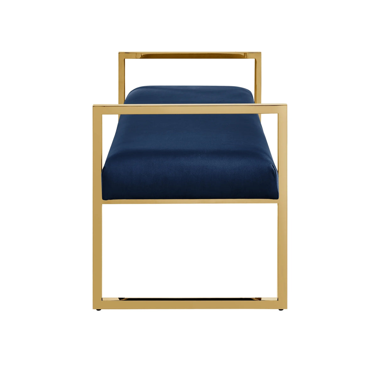 Madisen Velvet Bench with Gold Frame, Navy