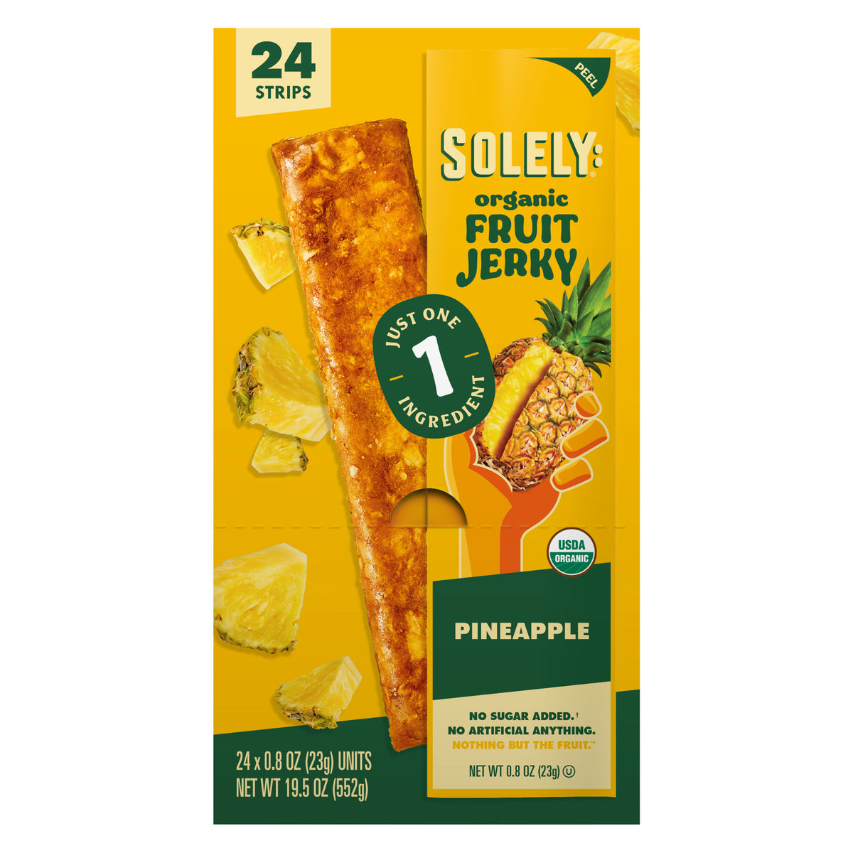Solely Organic Fruit Jerky, Pineapple, 0.8 oz, 24-count