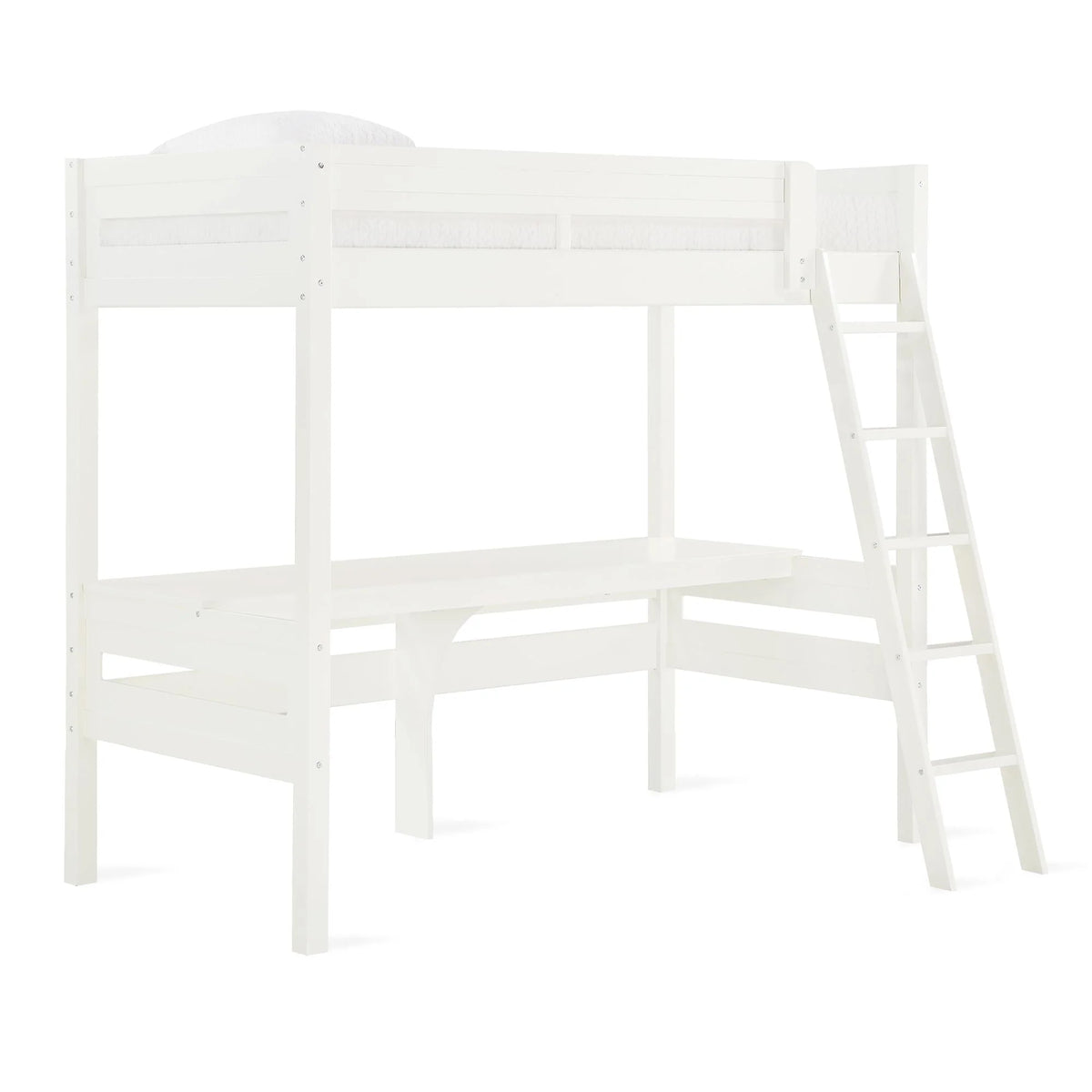 Teen Novogratz Lennon Twin Size Loft Bed with Desk, White