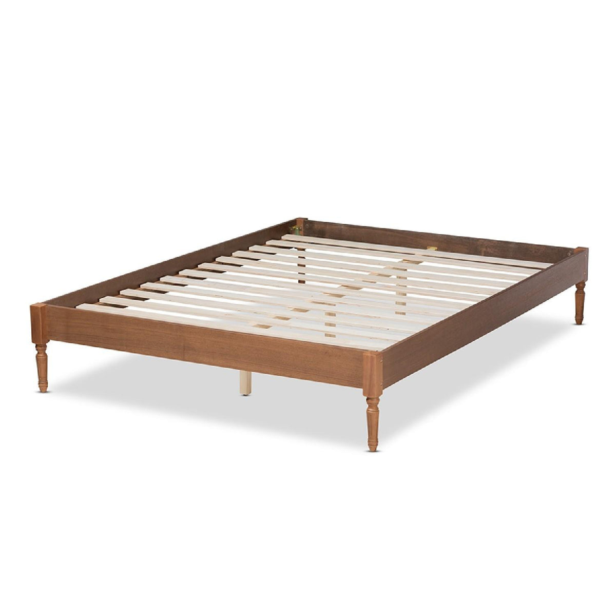 Baxton Studio Colette French Bohemian Ash Walnut Finished Wood Queen Size Platform Bed Frame