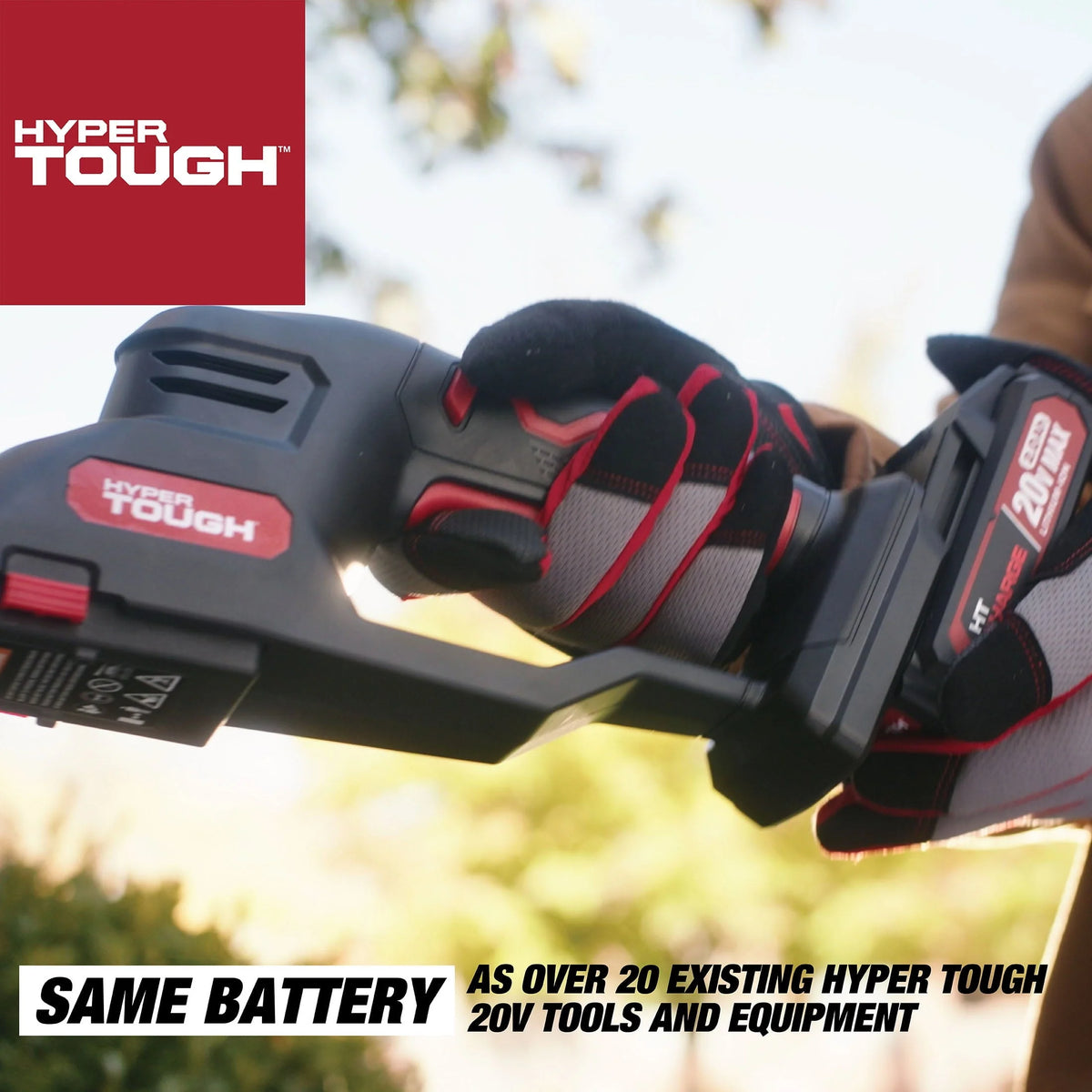 Hyper Tough 20V Cordless 5" Shear/ 9" Shrubber, with Battery and Charger; HT13-401-003-02
