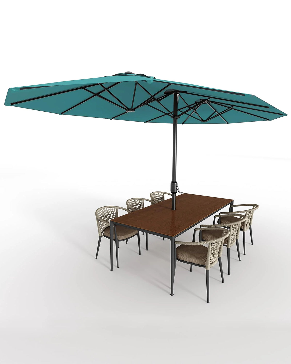 WildBreak Triple Size Large Patio Umbrella, with Crank Handle, Double-Sided, 13' x 6.5', Beige