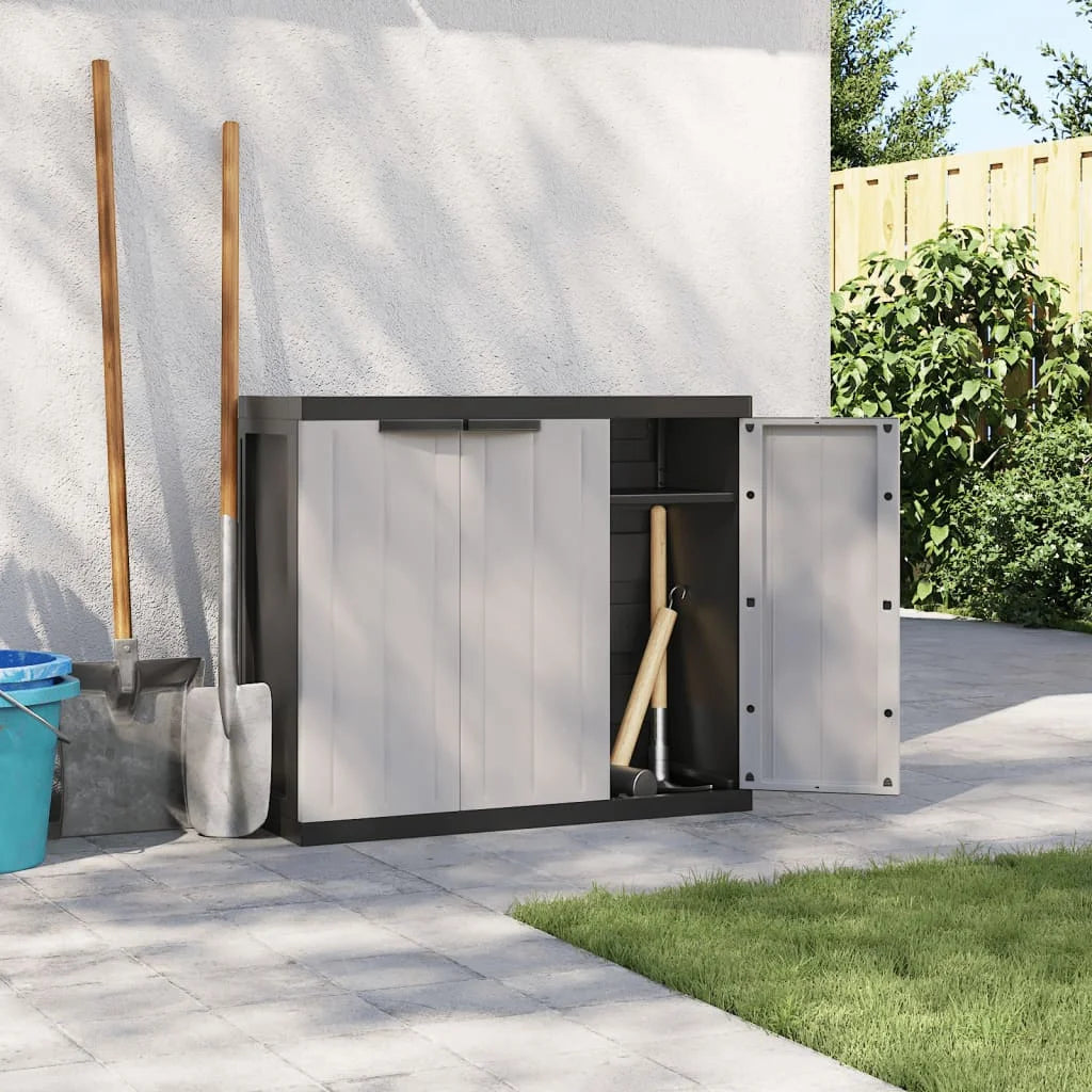 vidaXL Outdoor Storage Cabinet Black 25.6"x14.6"x33.5" PP