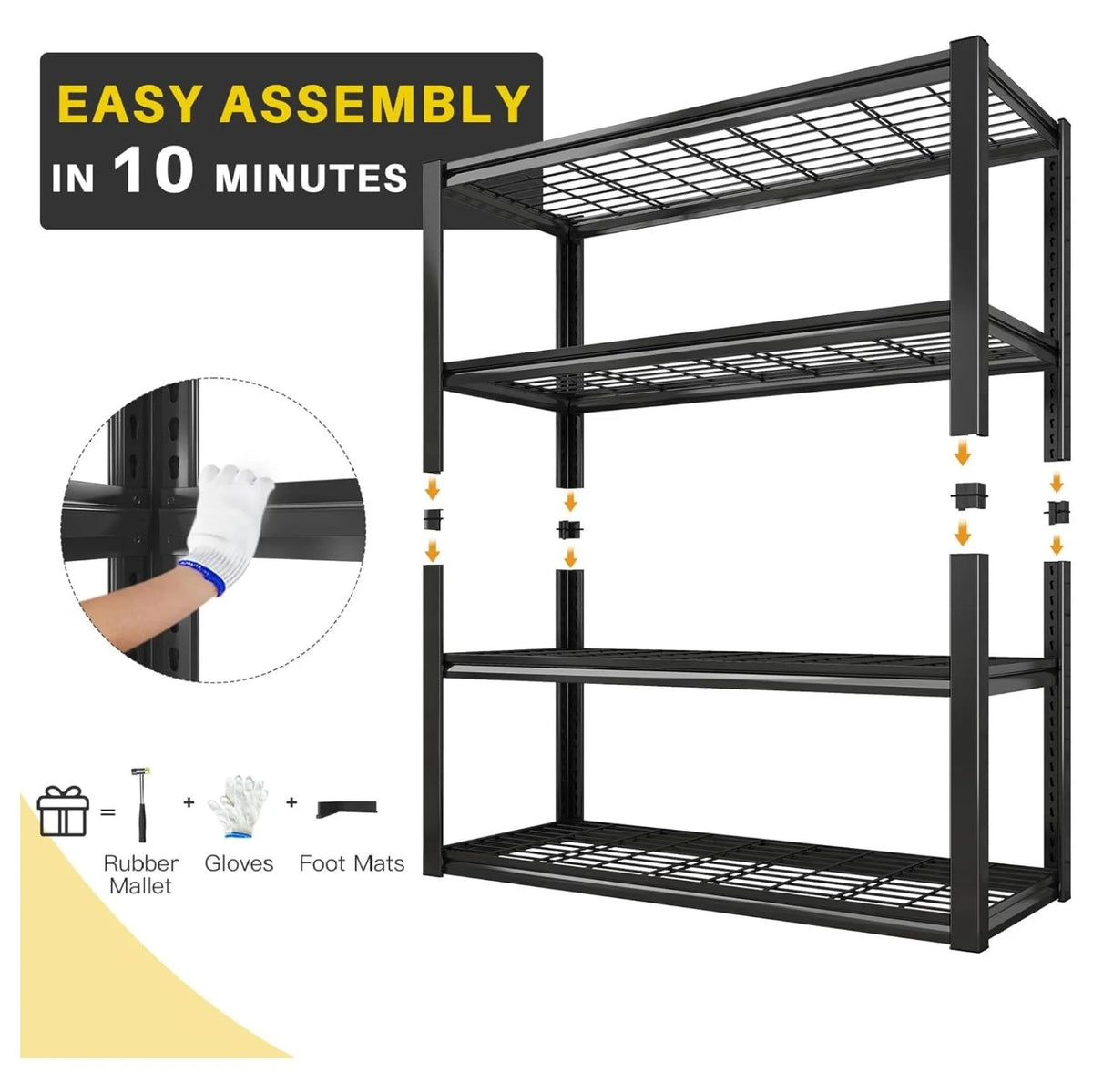 Ditangy 40" W Garage Shelving 2240 LBS Storage Shelves Heavy Duty Shelving 4-Tier Adjustable Metal Shelves for Garage Shelves Rack Industrial Utility Shelf for Basement Warehouse,40" W X19.5 D X59.5 H