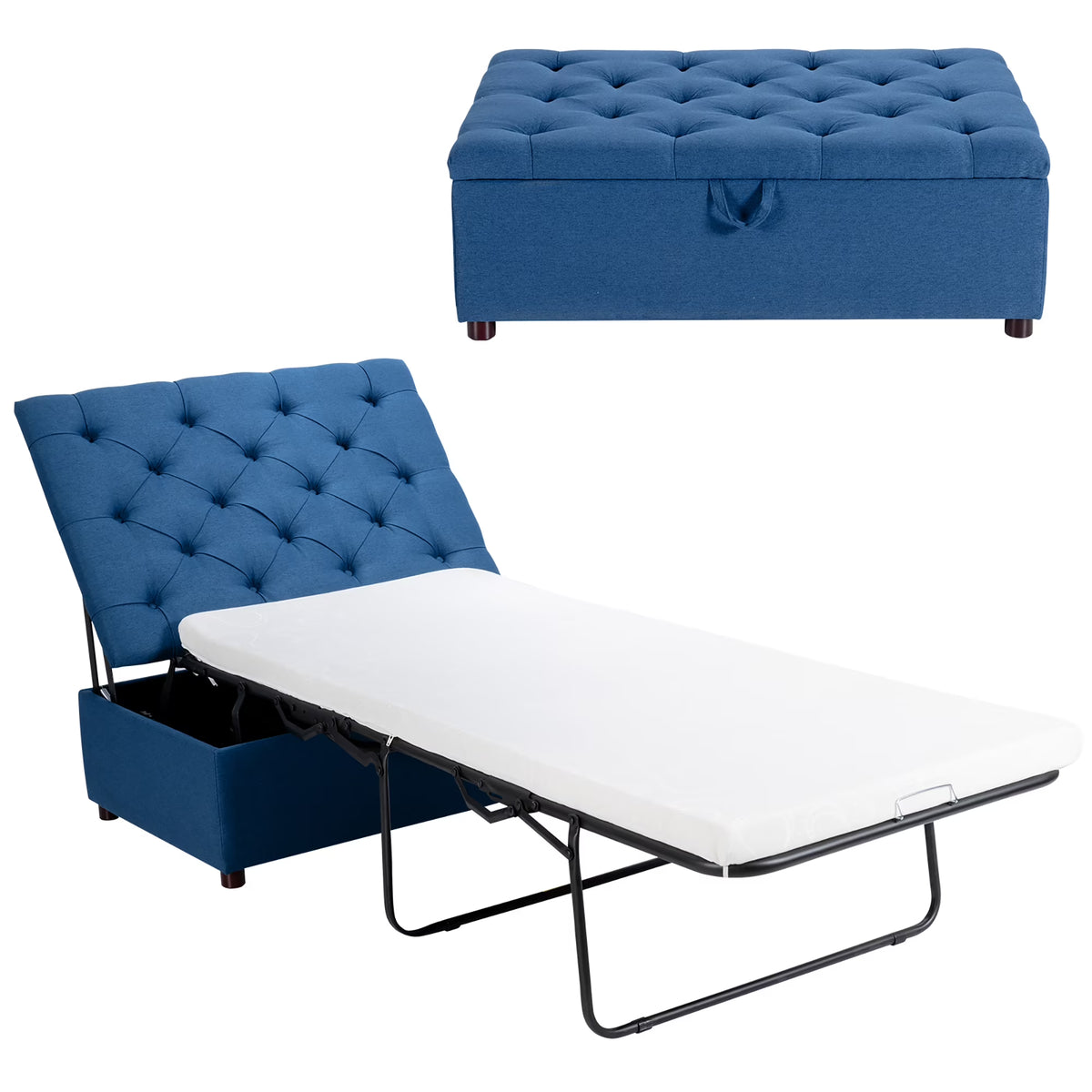 Costway Modern Solid Wood Folding Beds with Ottoman, Grey