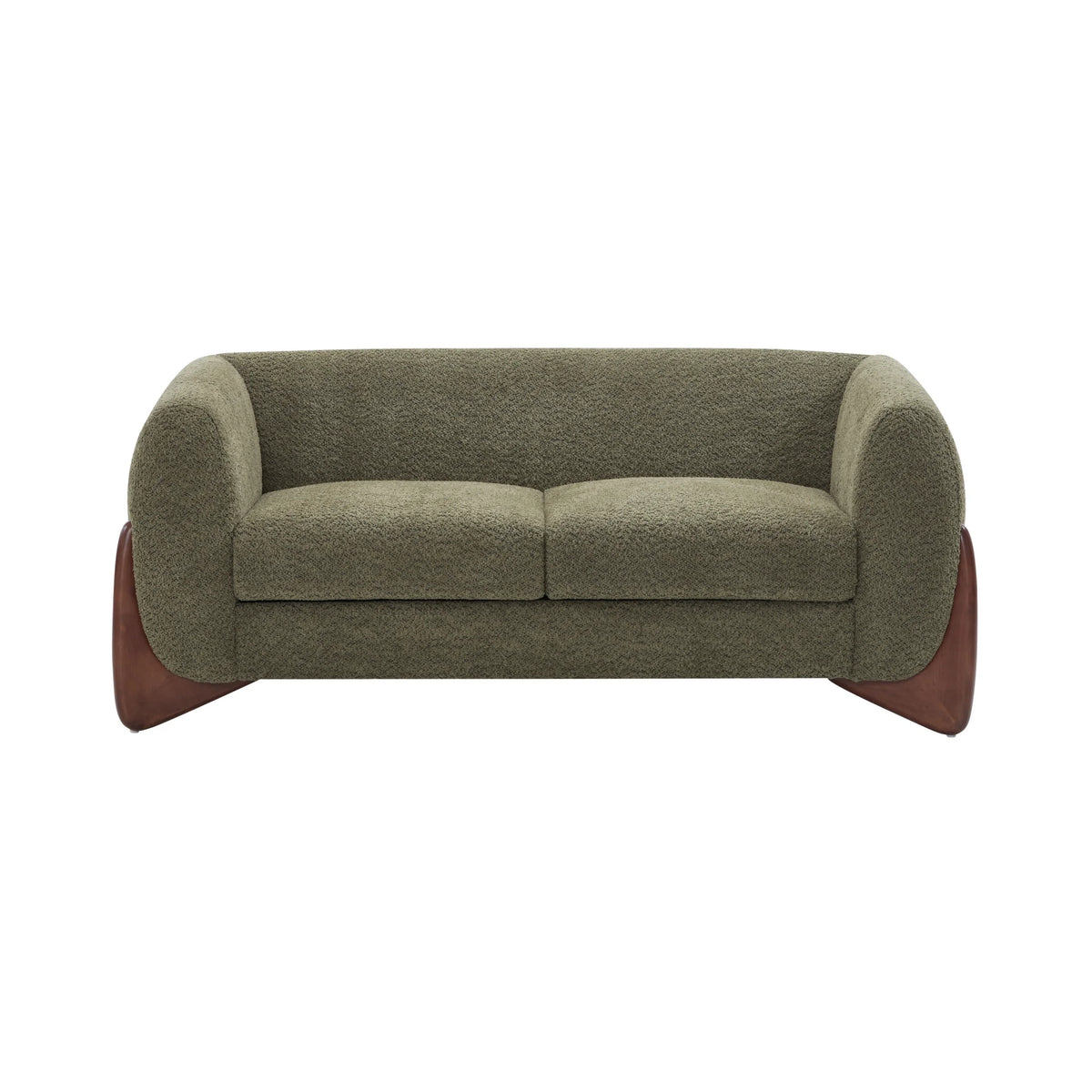 Arlo Modern Boucle Upholstery 2-Seater Sofa with Solid Wood Legs, Caramel