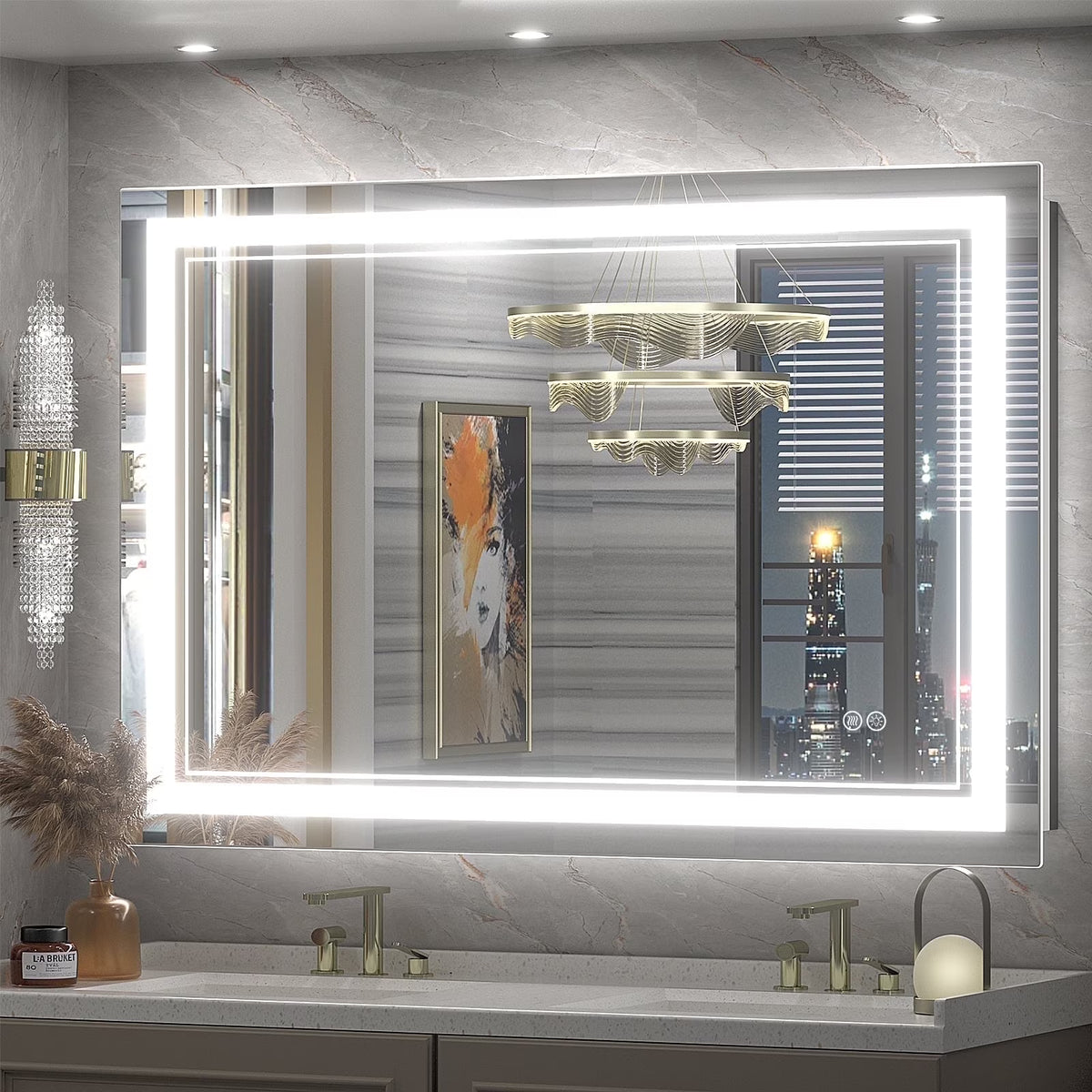 Frameless Frontlit LED Anti-fog Bathroom Vanity Mirror 96x36 inch