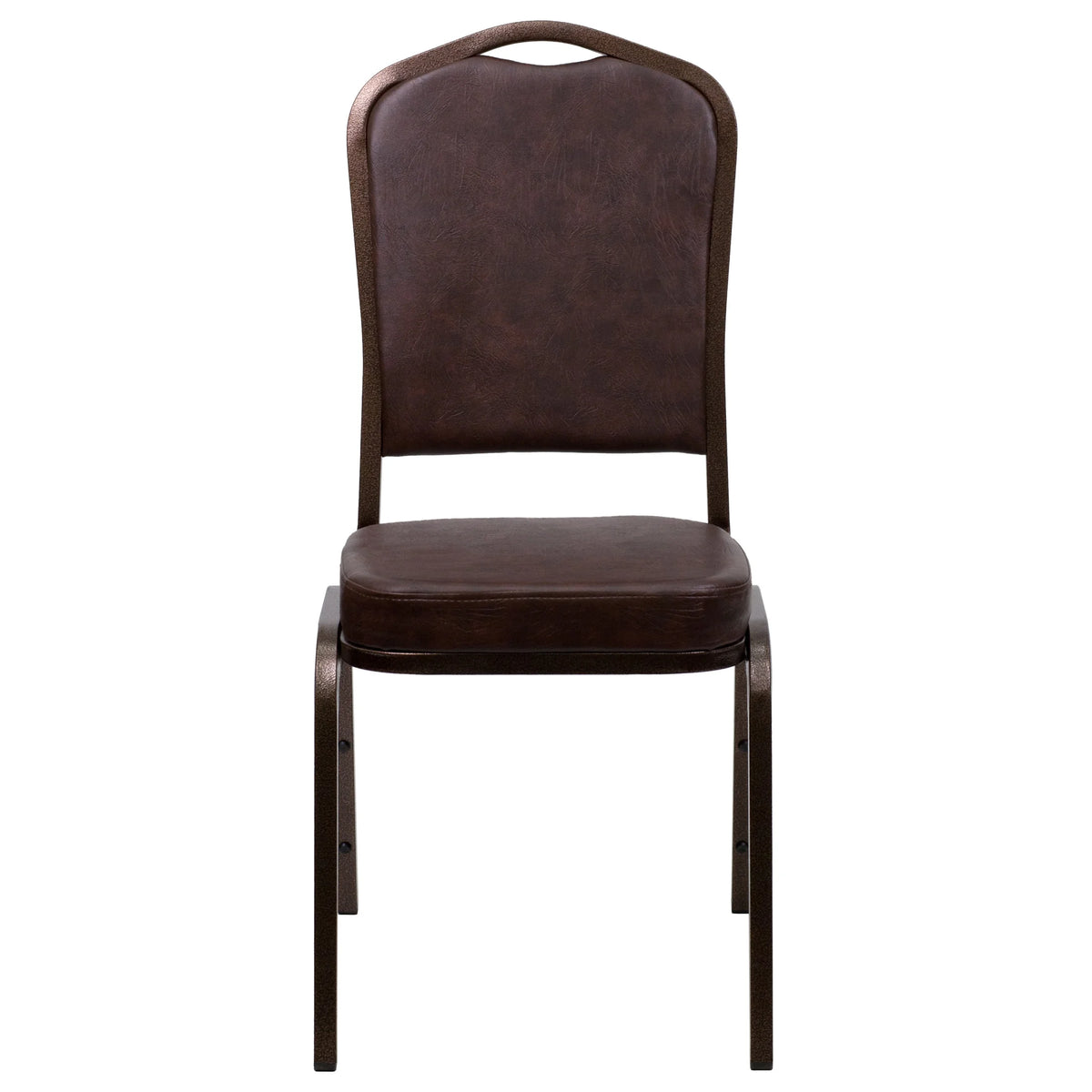 Emma + Oliver 4 Pack Crown Back Stacking Banquet Chair in Navy Vinyl - Silver Vein Frame