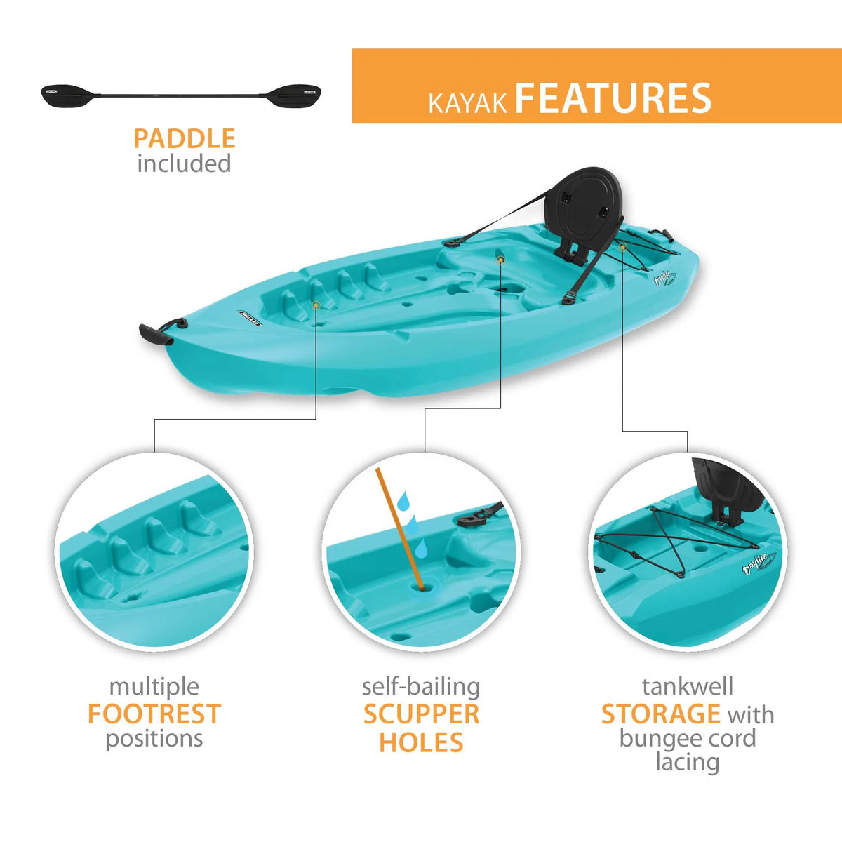 Lifetime Daylite 8 ft Sit-on-Top Kayak, Red (90775)