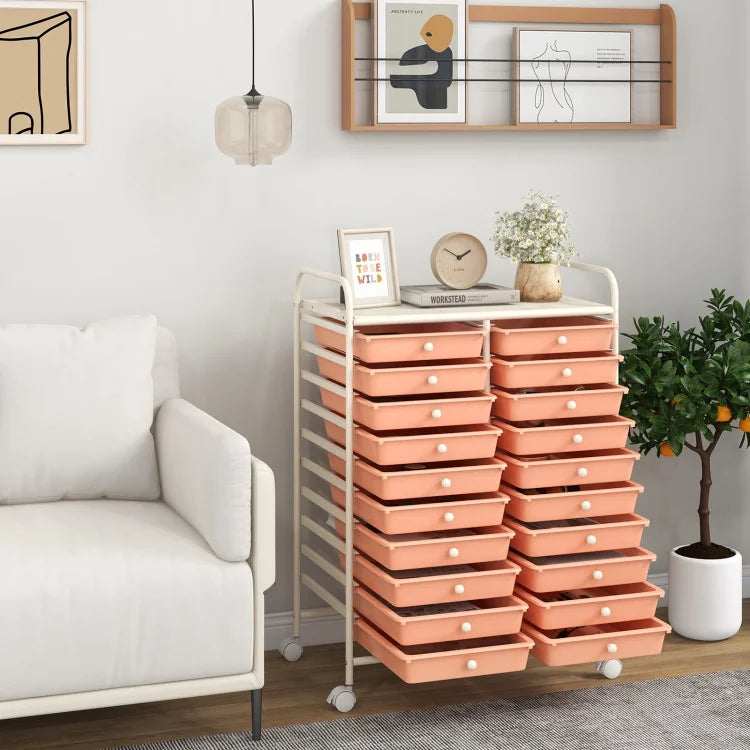 20 Drawers Rolling Storage Cart Studio Organizer