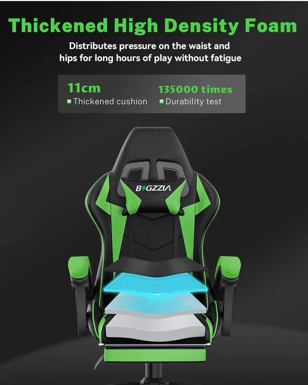 Bigzzia Gaming Chair with Footrest, Gaming Chair for Adult with Headrest and Lumbar Support,Red