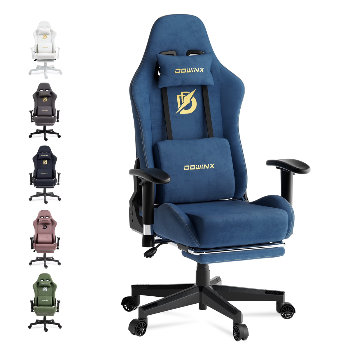 Dowinx Computer Gaming Chair with Pocket Spring Cushion and 4D Armrests for Office,Breathable Fabric High Back Ergonomic Task Chair with Footrest , Massage Lumbar Support Black