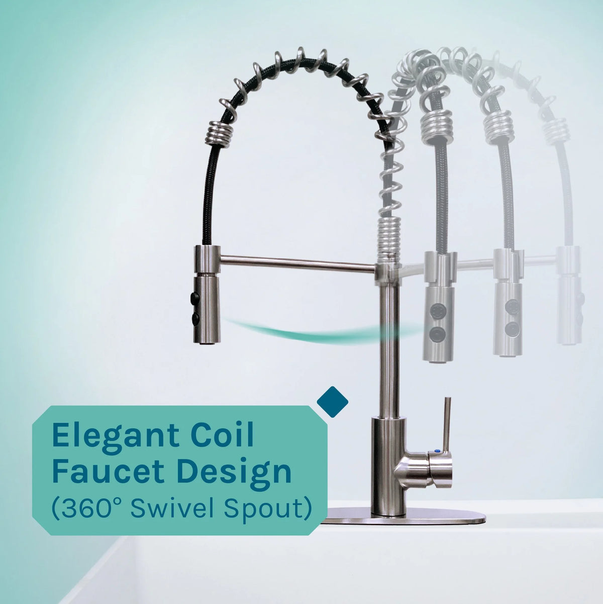 Tehila Blue 19 Gallon Utility Sink with High-Arc Stainless Finish Coil Pull-Down Faucet