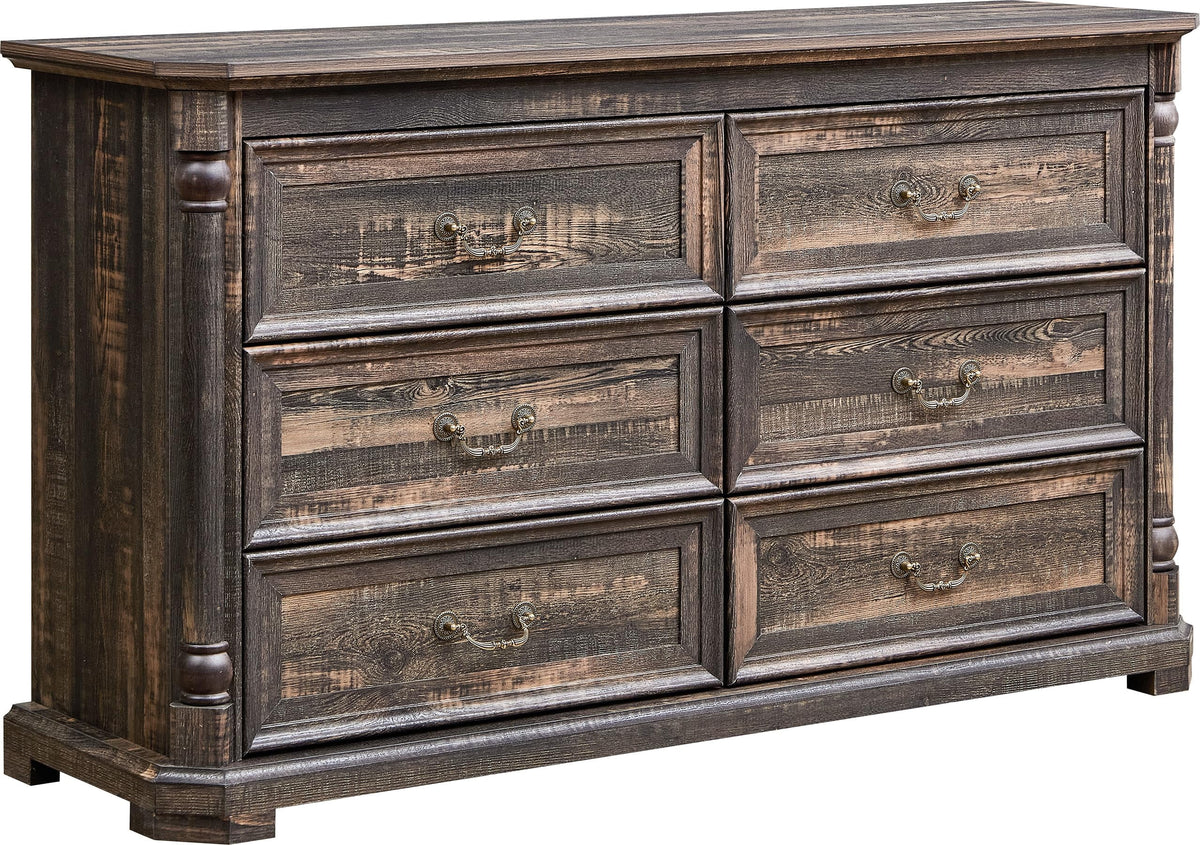Brafabhome Rattan 6 Drawers Dresser for Bedroom, Vintage Boho Double Dresser Wicker Chest with Wooden Legs for Living Room Hallway| Mint