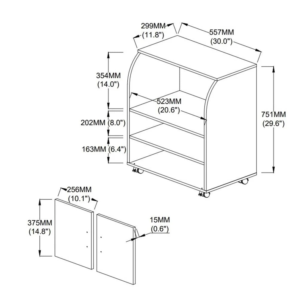 Pemberly Row Microwave Kitchen Cart in Beech