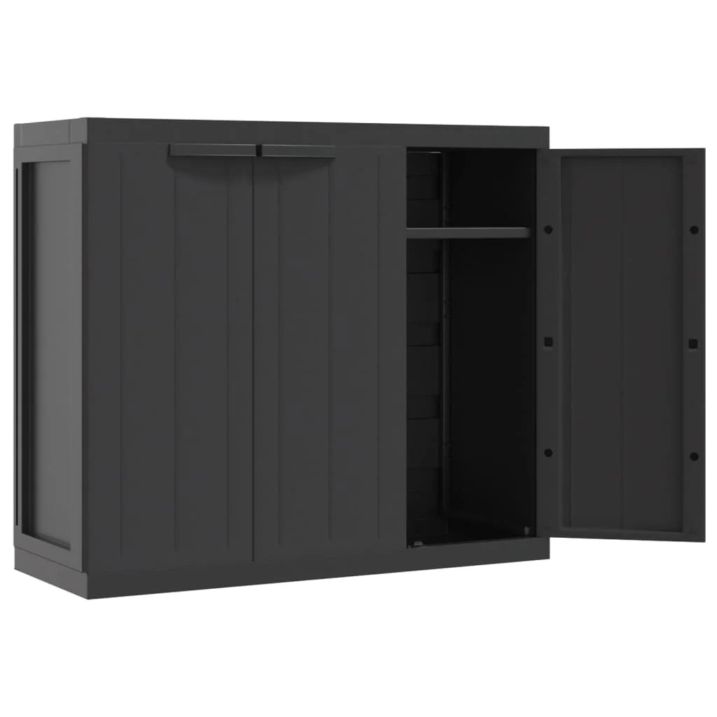 vidaXL Outdoor Storage Cabinet Black 25.6"x14.6"x33.5" PP