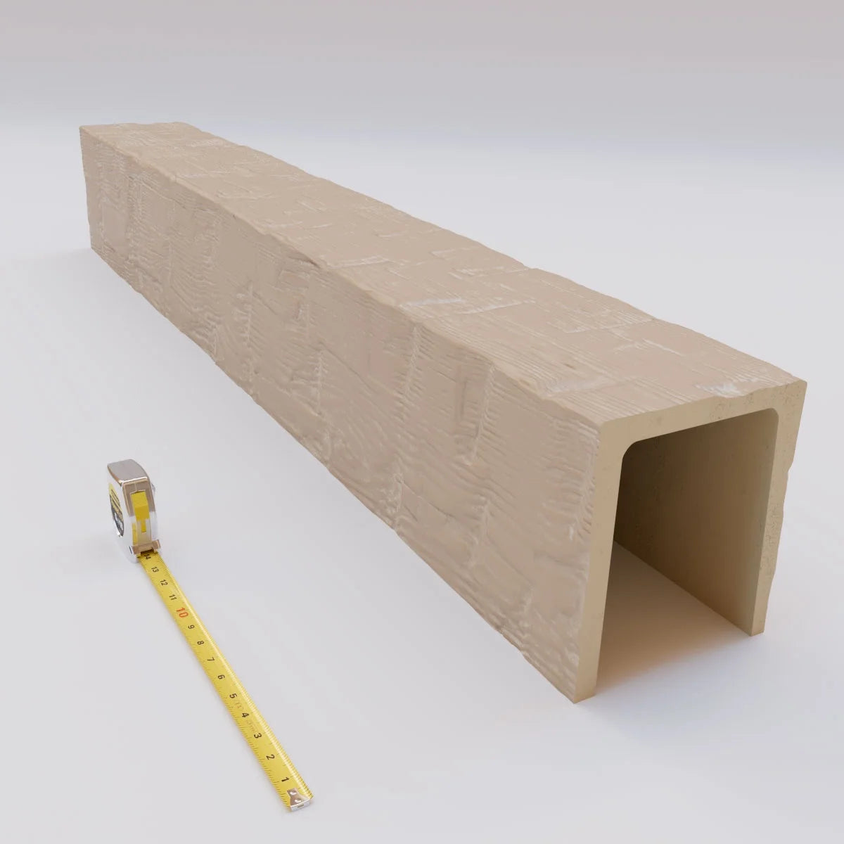 Ekena Millwork 3 1/2"W x 3 1/2"H x 120"L 3-Sided (U-Beam) Reclaimed Axed Cut HeritageTimber Faux Wood Ceiling Beam, Kona Brown