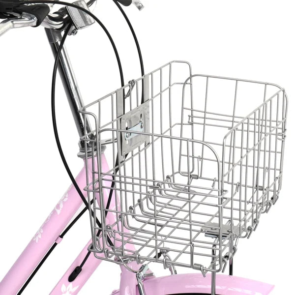 Ambifirner Women's Beach Cruiser Bike, 26in City Cruiser Bikes High Carbon Steel V Brake 7 Speed Commuter Bike with Basket & Mirror
