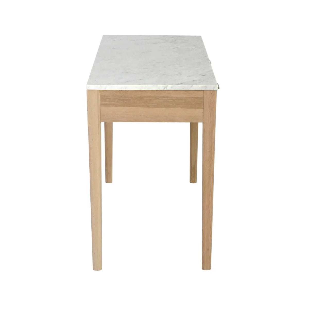 Meno 36" Rectangular Italian Carrara White Marble Console Table with Oak Leg