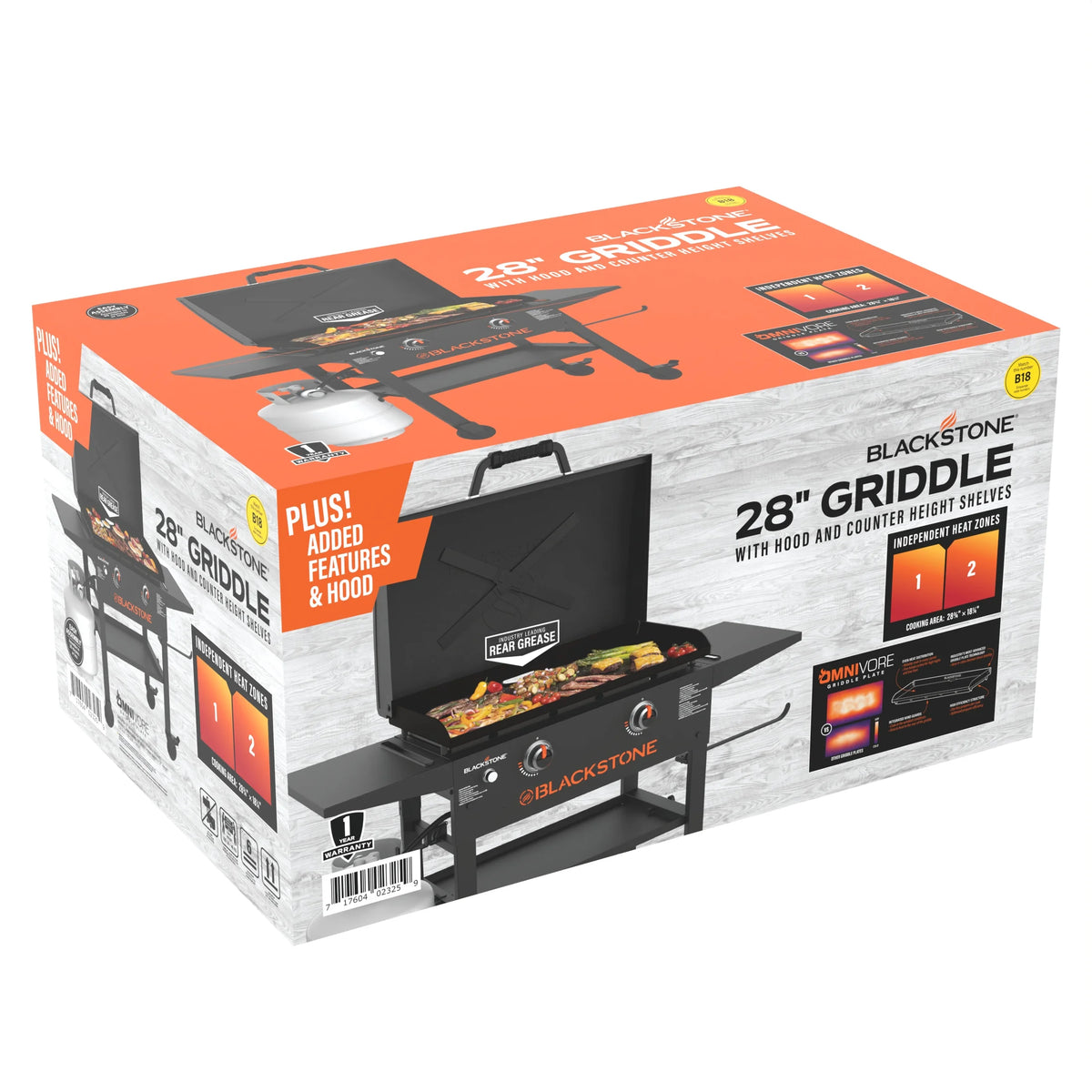 Blackstone 2-Burner 28�� Propane Griddle with Hood and Omnivore Griddle Plate