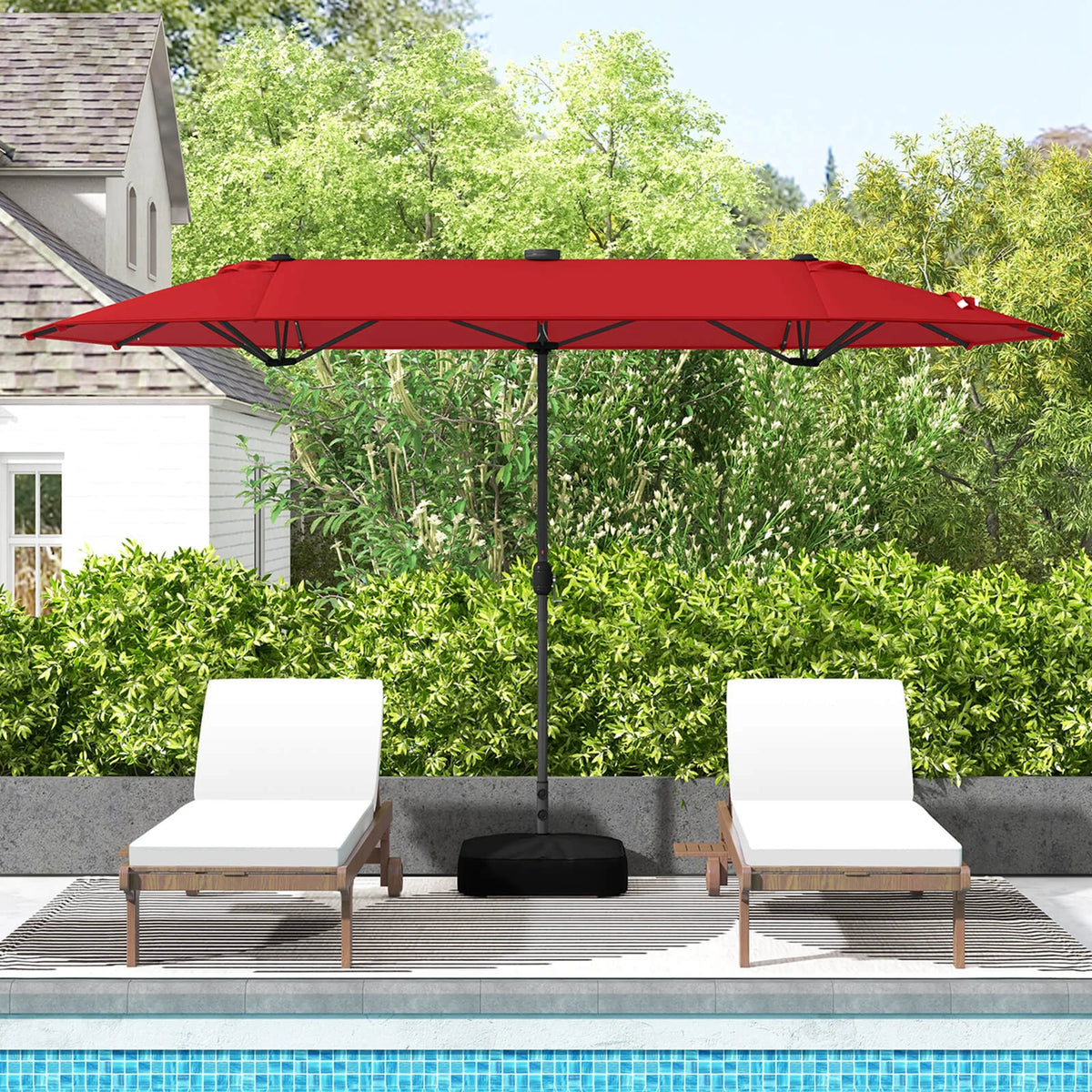 Costway 13ft Beige Rectangle Double-sided Patio Umbrella, Crank Lift