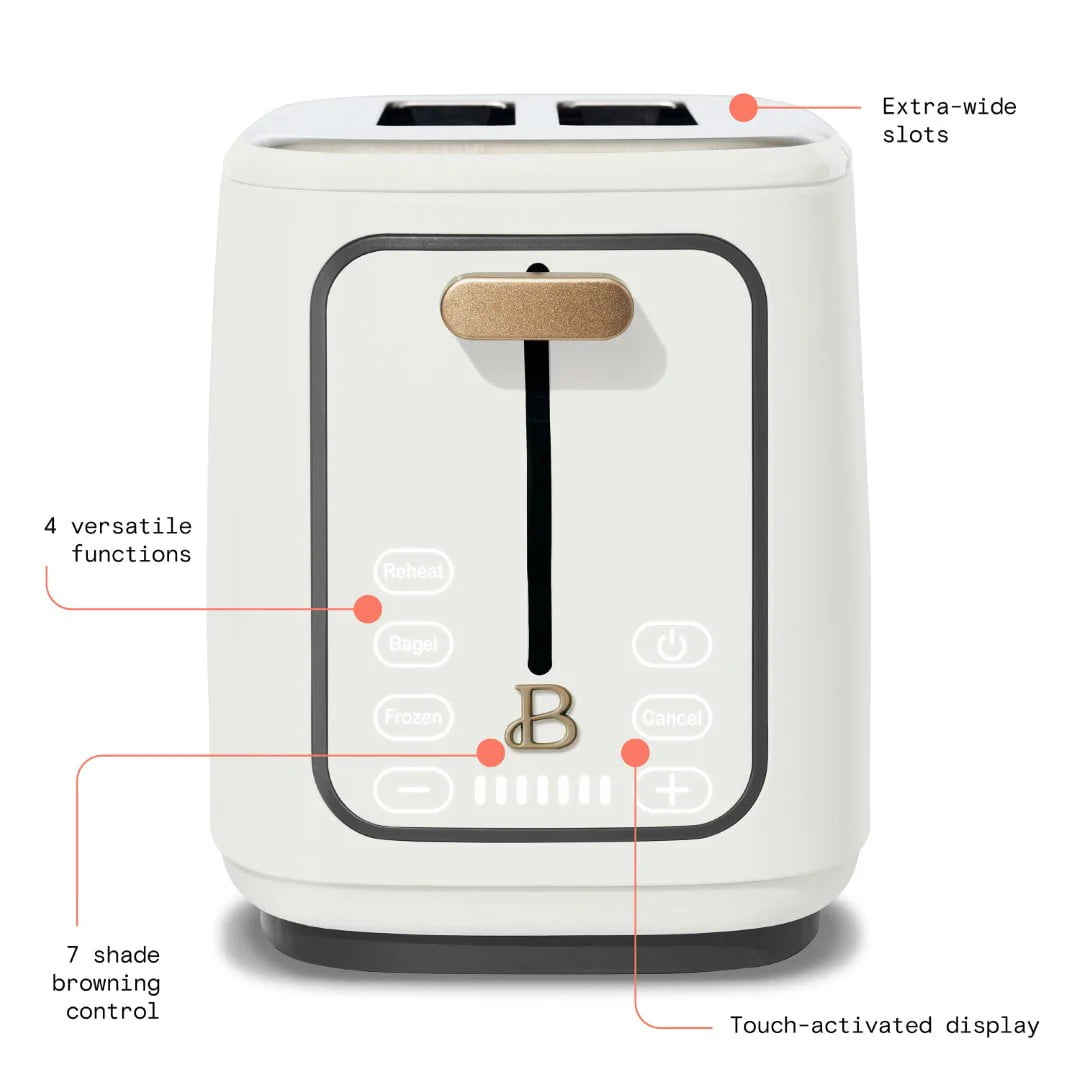 Beautiful 2-Slice Toaster with Touch-Activated Display, White Icing by Drew Barrymore