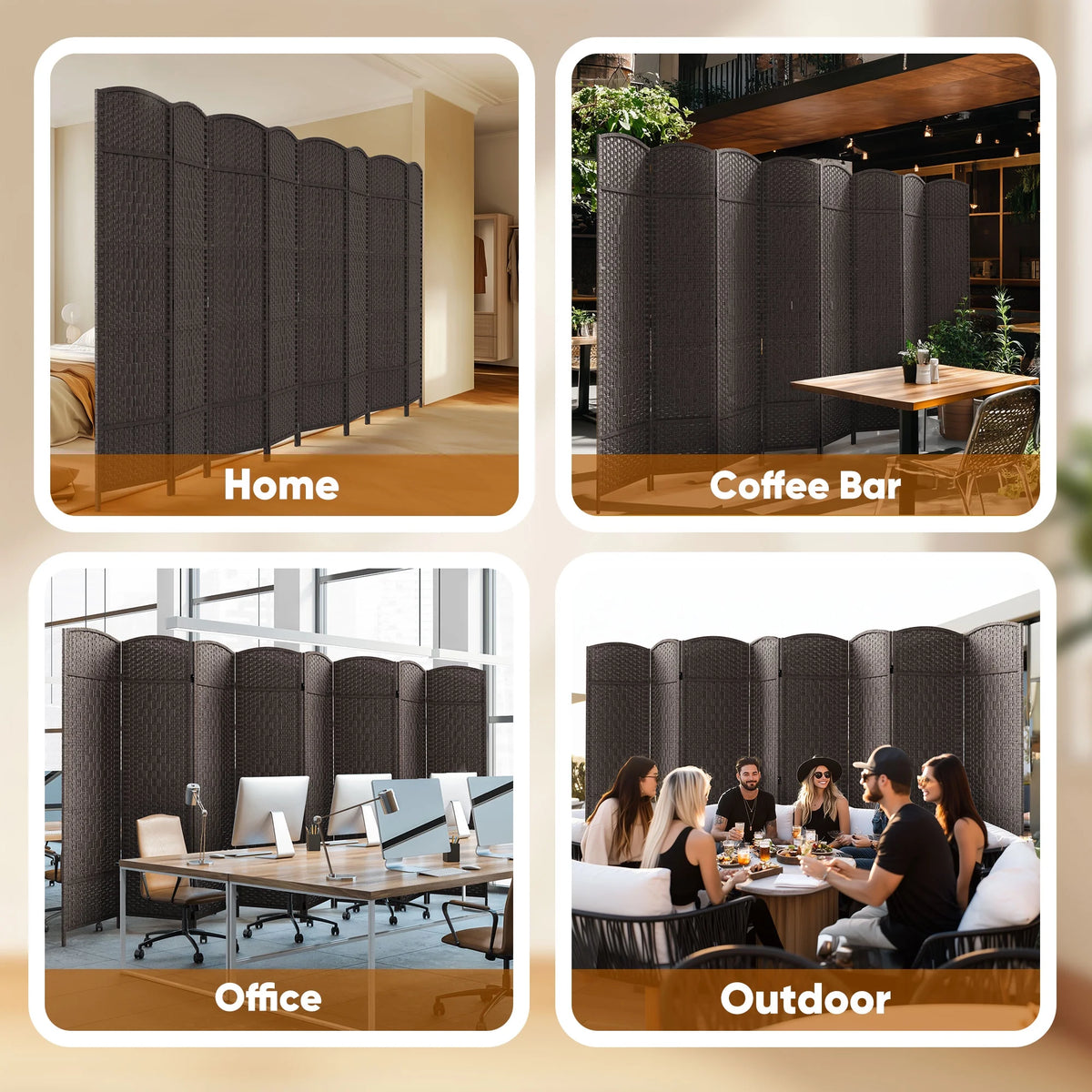 Jostyle Room Divider 6ft. Tall Extra Wide Privacy Screen, Folding Privacy Screens Freestanding Nature