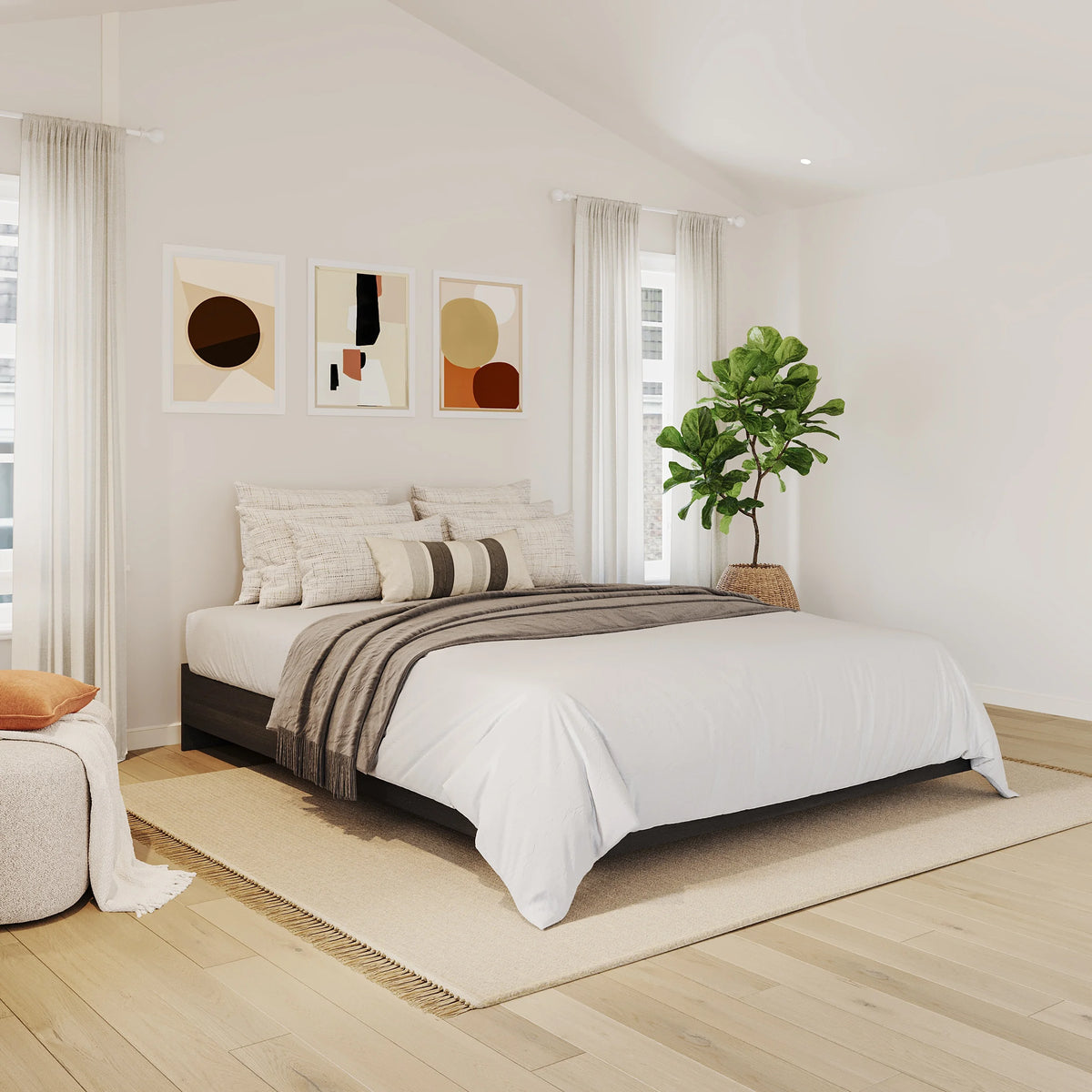 Nexera Full Size Platform Wood Bed Frame, Walnut