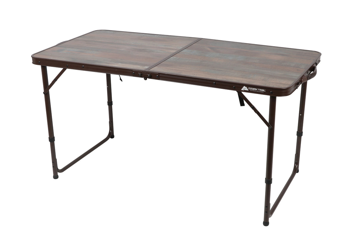 Ozark Trail Durable Steel and Aluminum Table and Stools, Open Dims 19.29"x 24.6", Brown