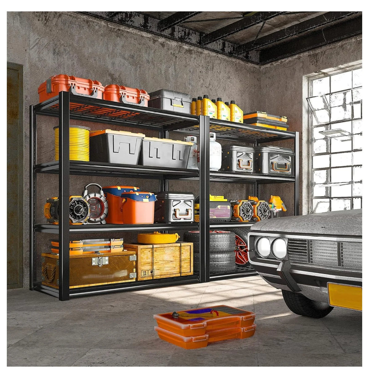 Ditangy 40" W Garage Shelving 2240 LBS Storage Shelves Heavy Duty Shelving 4-Tier Adjustable Metal Shelves for Garage Shelves Rack Industrial Utility Shelf for Basement Warehouse,40" W X19.5 D X59.5 H