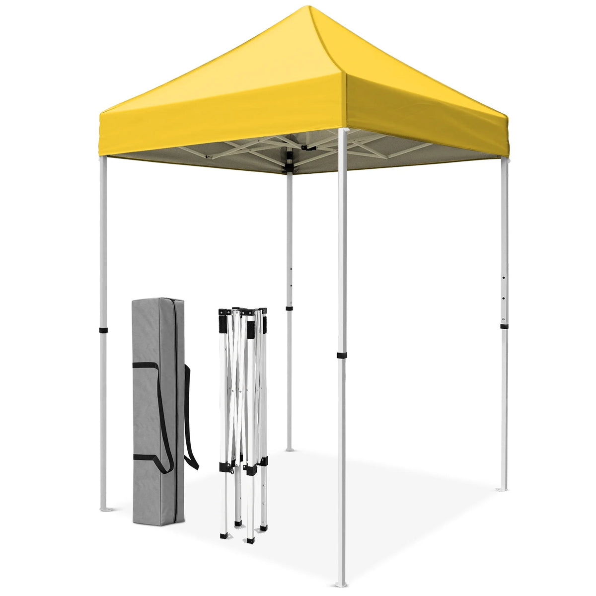 INTER HUT 5x5 Outdoor Pop up Canopy Gazebo, Instant Easy Set up Outdoor Canopy Commercial Fair Shelter, Beige