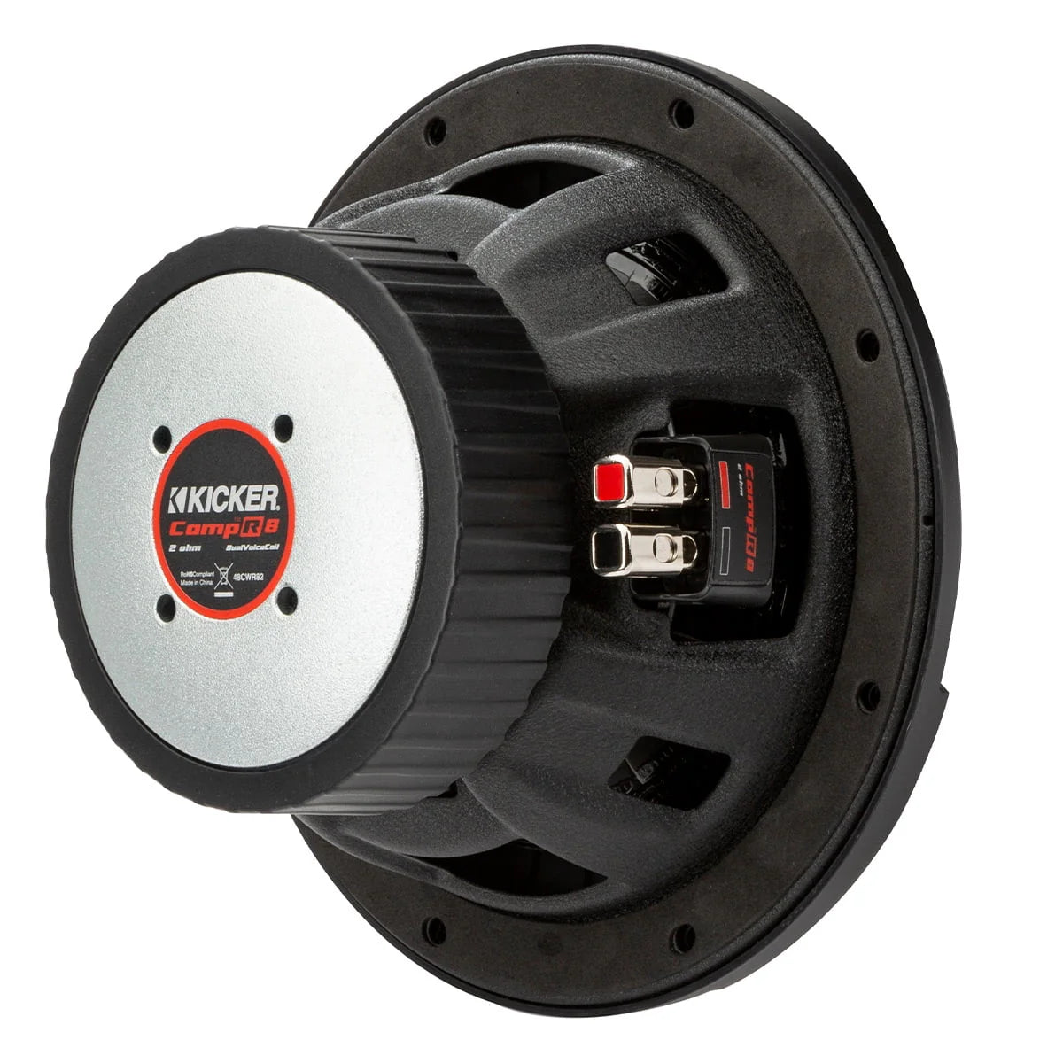 KICKER CompR 8 Inch Dual 4 Ohm DVC 600W Peak Power Car Audio Subwoofer