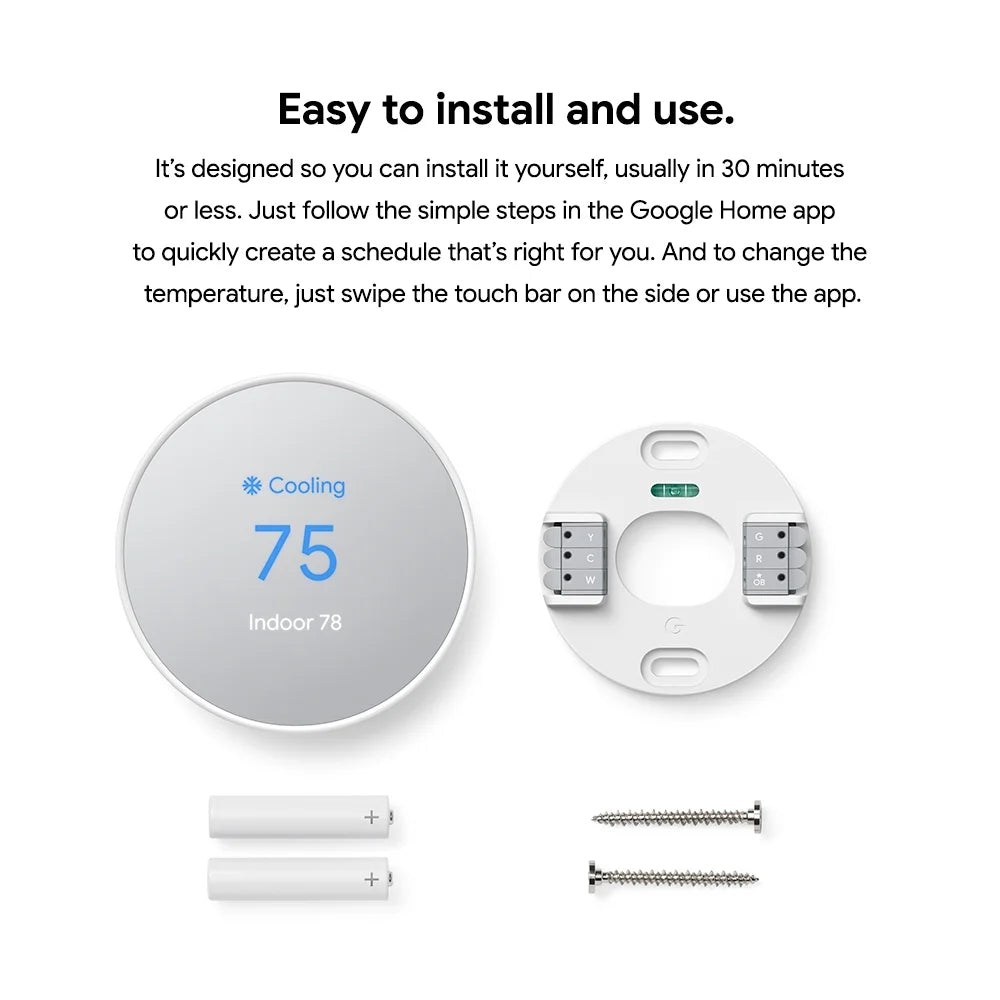 Google Nest  Thermostat - Smart Programmable Wi-Fi GA01334-US - Snow